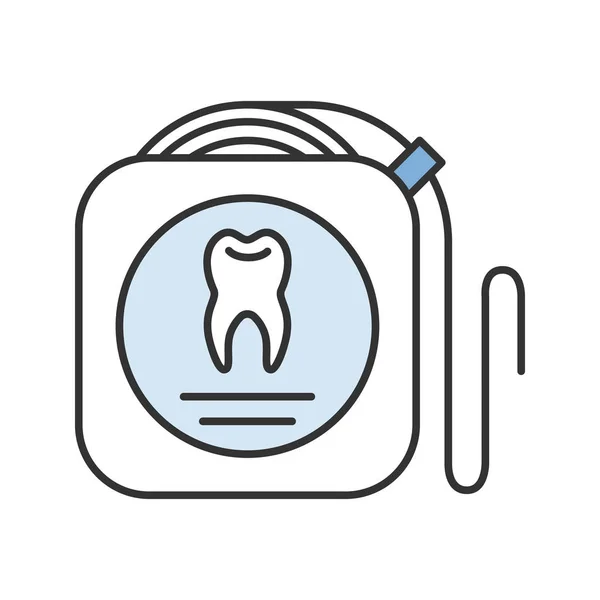 Icône Couleur Fil Dentaire Nettoyage Des Dents Illustration Vectorielle Isolée — Image vectorielle