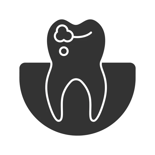 Ícone Glifo Cárie Dente Doente Símbolo Silhueta Espaço Negativo Ilustração —  Vetores de Stock