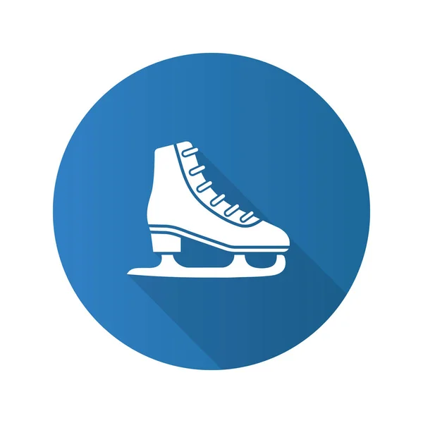 Ice Skate Flat Design Long Shadow Glyph Icon Skating Boot — Stock Vector