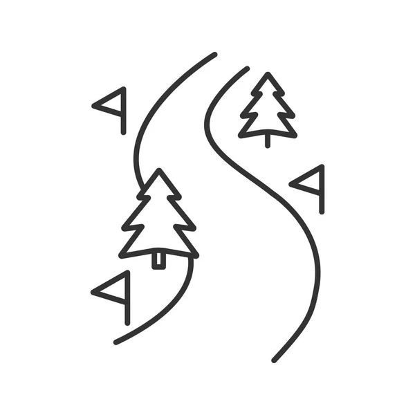 Skistrecke Lineares Symbol Schmalspur Illustration Winterwaldstraße Berglandschaft Kontursymbol Vektor Isolierte — Stockvektor