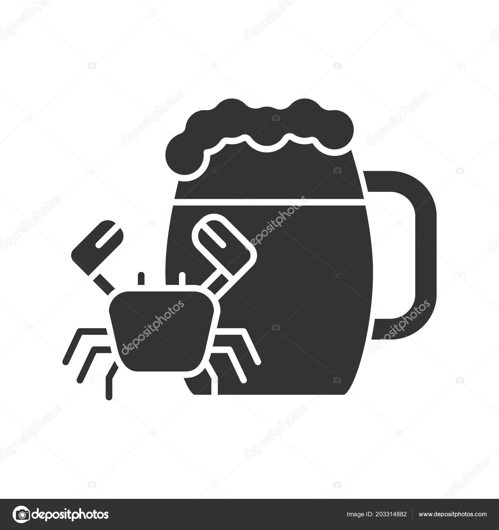 Bierkrug Mit Krabbenglyphe Symbol Ale Silhouette Symbol Negativer Raum Vektor Vektorgrafik Lizenzfreie Grafiken C Bsd Depositphotos