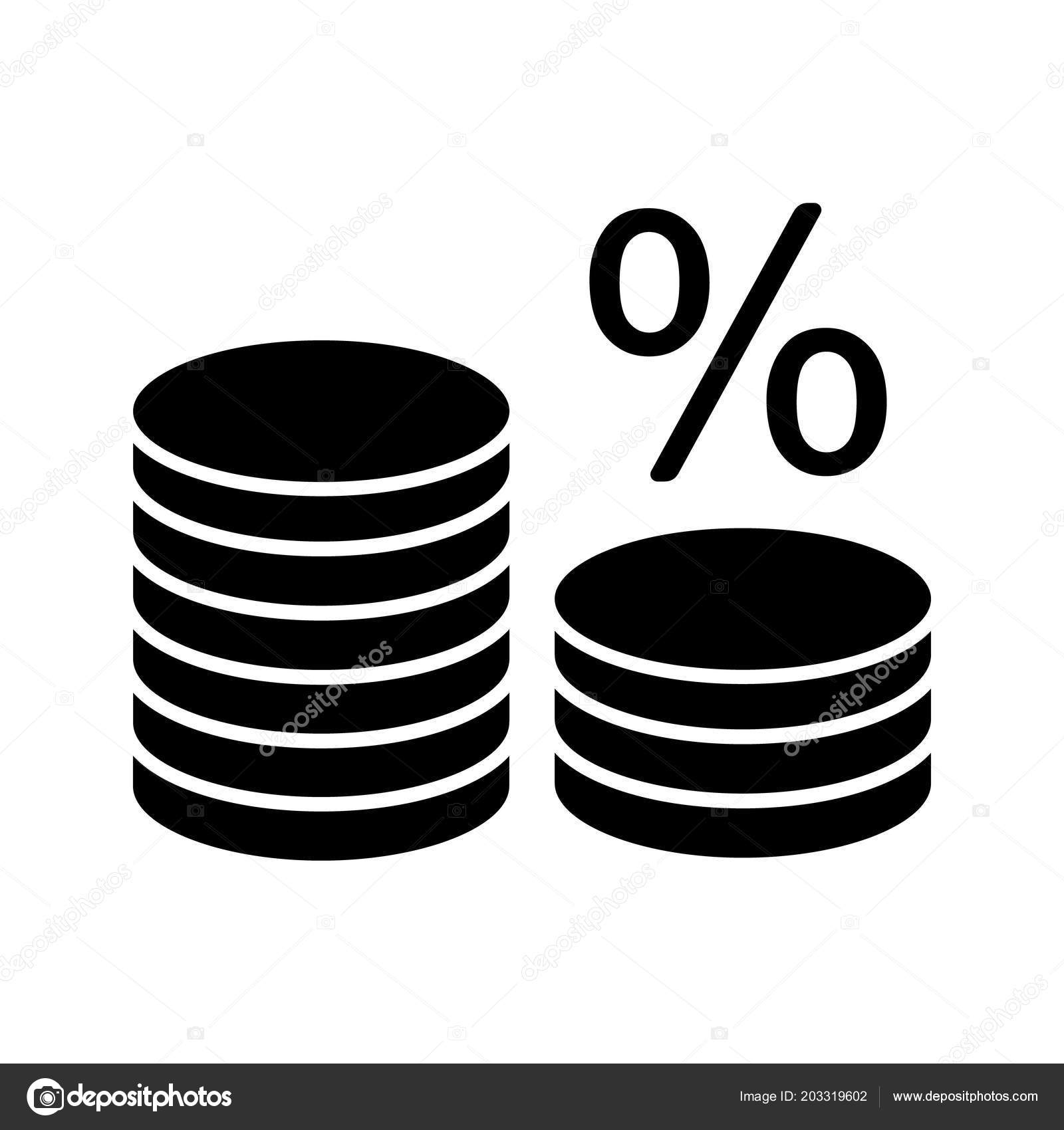 コイン スタック パーセント グリフ アイコン お金を節約します シルエットのシンボル 否定的なスペース 分離したベクトル図 ストックベクター  ©IMG visuals icons 203319602