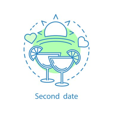 İkinci tarihi kavramı simge. Romantik ilişkiler fikir ince hat illüstrasyon. Yaz dinlenme. Çizim vektör izole anahat