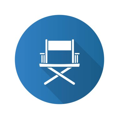 Yönetmen Kirk düz tasarım uzun gölge glif simgesi. Vektör siluet çizimi