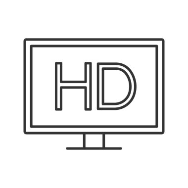 HD görüntü doğrusal simgesini. İnce hat illüstrasyon. Yüksek tanımlı video. Kontur sembolü. Çizim vektör izole anahat