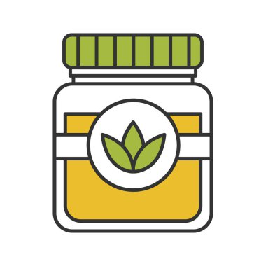 Çay kavanozu renk simgesi. Kapaklı cam kap. İzole vektör çizim