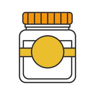 Boş etiket renk simgesi ile cam kavanoz. İzole vektör çizim