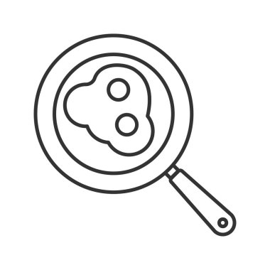 Kızarmış yumurta tava doğrusal simgesini. İnce hat illüstrasyon. Kontur sembolü. Çizim vektör izole anahat