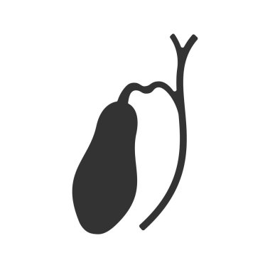 Safra kesesi ve kanalları glif simgesi. Siluet simge. Negatif alan. İzole vektör çizim