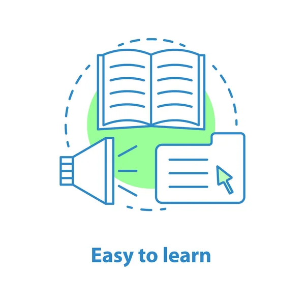 情報ソースのコンセプトのアイコン 簡単に考え細い線図を学ぶこと 知識を得ています ベクトル分離外形図 — ストックベクタ