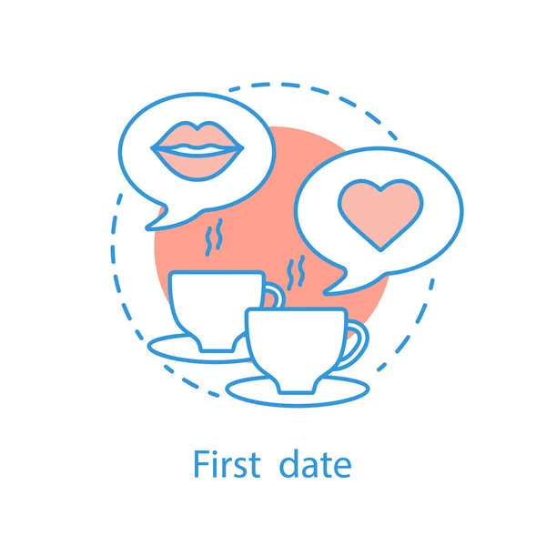 First Date Konzept Symbol Romantische Beziehungen Idee Dünne Linie Illustration — Stockvektor