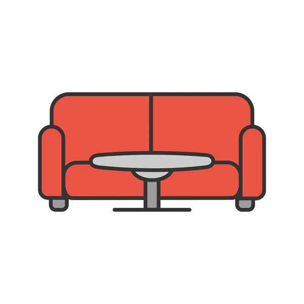 Table Sofa Color Icon Waiting Hall Isolated Vector Illustration — Stock Vector