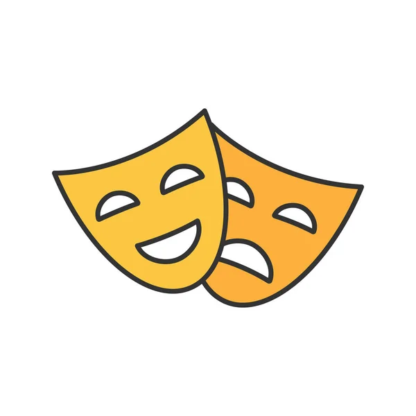 Comedia Tragedia Máscaras Icono Color Teatro Drama Ilustración Vectorial Aislada — Vector de stock