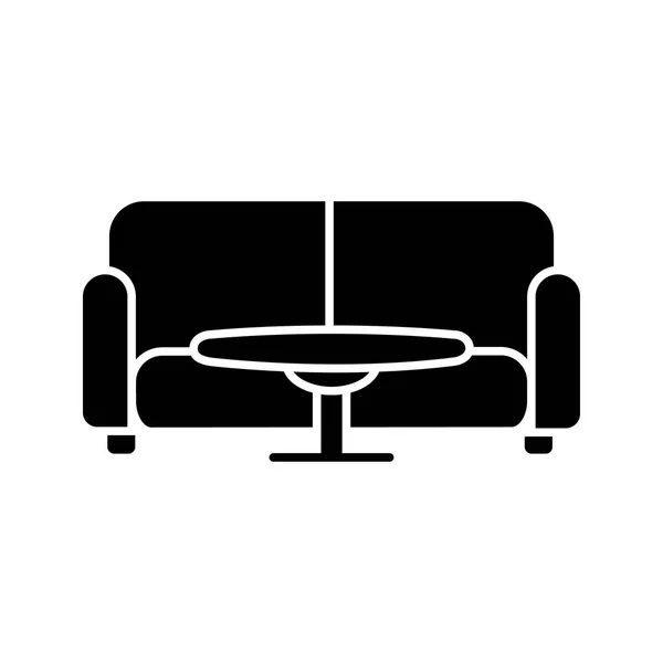 Tisch Und Sofa Symbole Wartehalle Silhouette Symbol Negativer Raum Vektor — Stockvektor