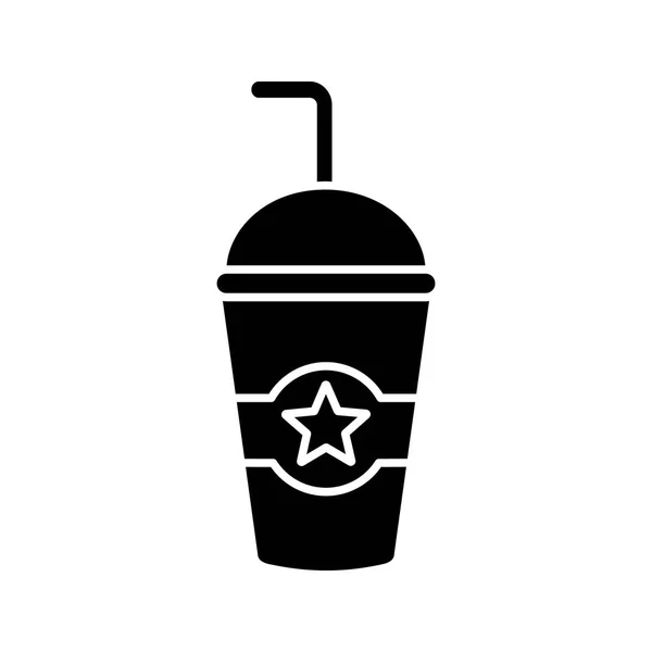 Символ Холодного Напитка Кинотеатре Одноразовая Бумага Пластиковый Стаканчик Звездой Символ — стоковый вектор