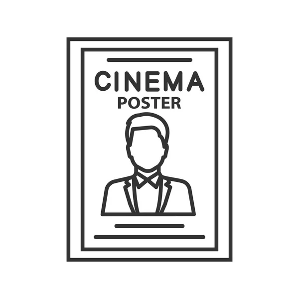 Affiche Film Icône Linéaire Illustration Fine Affiche Cinéma Symbole Contour — Image vectorielle