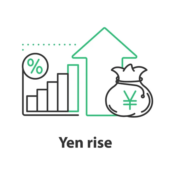 Ícone Conceitual Yen Rise Idéia Crescimento Lucro Ilustração Linha Fina — Vetor de Stock