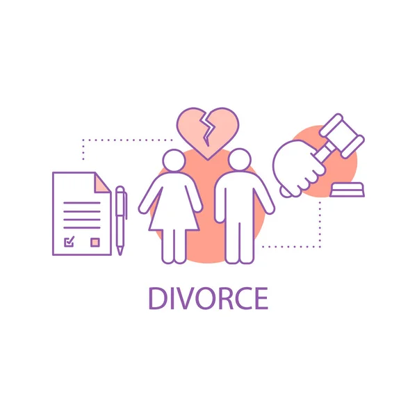Icono Concepto Pareja Divorciada División Idea Propiedad Ilustración Línea Delgada — Archivo Imágenes Vectoriales