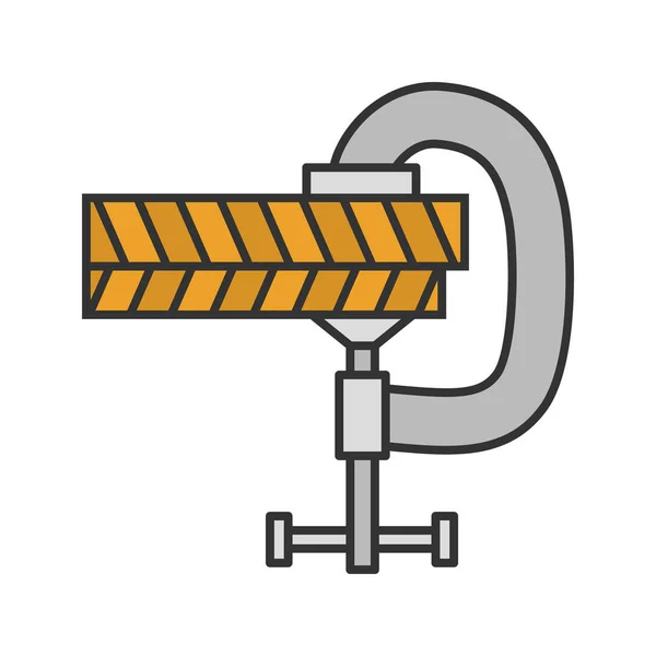 Schraubklemme Mit Holzplanken Farbiges Symbol Klemme Isolierte Vektorabbildung — Stockvektor