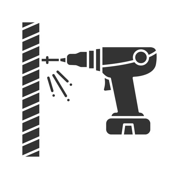 Portable Electric Screwdriver Glyph Icon Cordless Drill Silhouette Symbol Negative — Stock Vector