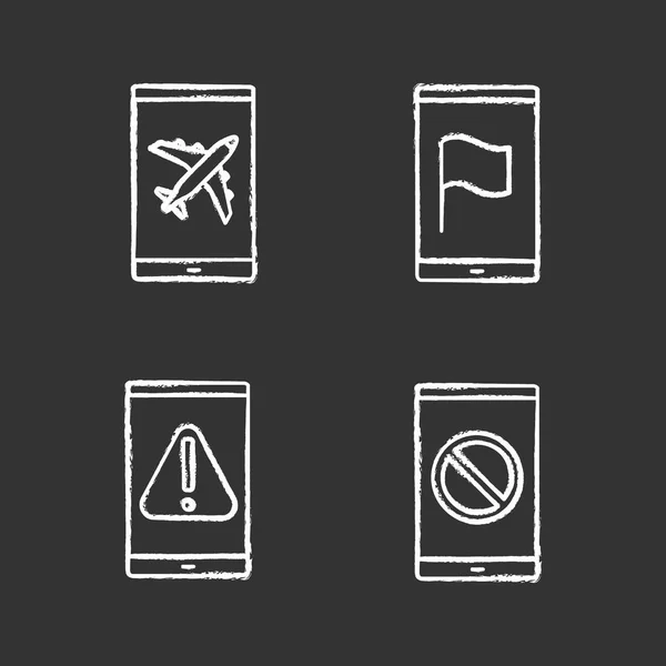 Smartphone Apps Kreiden Symbole Flugmodus Gps Navigator Fehler Kein Signalzeichen — Stockvektor