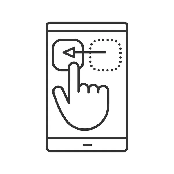 Smartphone Touchscreen Linear Icon Thin Line Illustration Drag Gesture Contour — Stock Vector