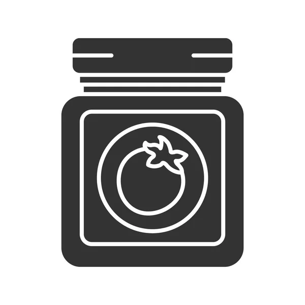 Значок Банки Томатным Соусом Домашний Кетчуп Овощной Заповедник Символ Силуэта — стоковый вектор