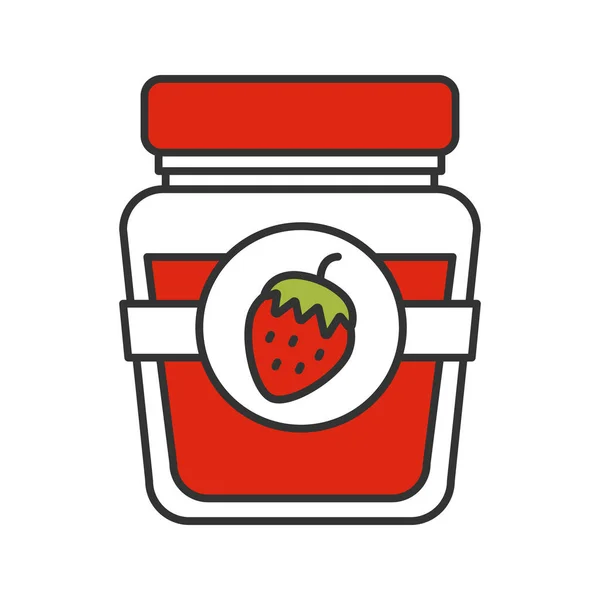 Icona Color Confettura Fragole Conservazione Della Frutta Illustrazione Del Vettore — Vettoriale Stock
