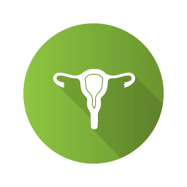 Uterus Fallopian Tubes Vagina Flat Design Long Shadow Glyph Icon — Stock Vector