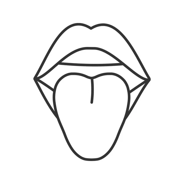 女性開口線形アイコン 細い線の図 口腔内 輪郭のシンボル ベクトル分離外形図 — ストックベクタ