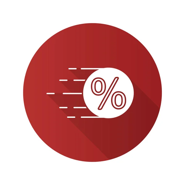 Vliegende Munt Met Percentage Platte Ontwerp Lange Schaduw Glyph Pictogram — Stockvector