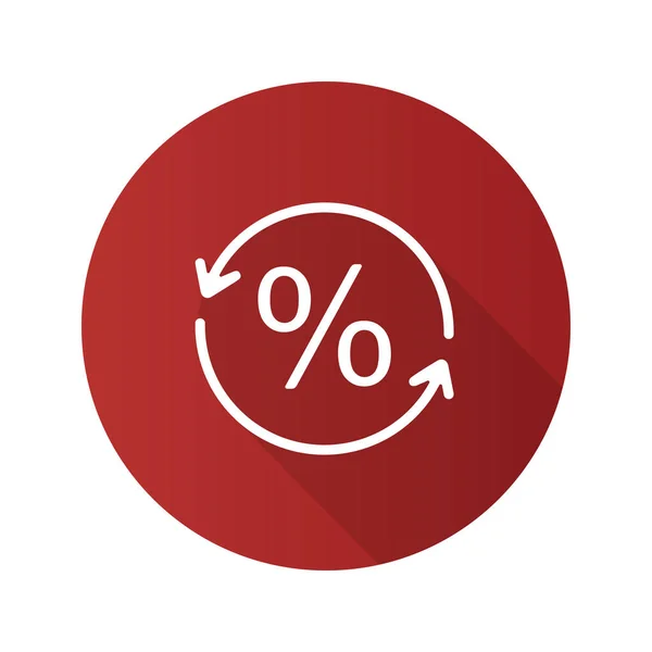 Percentage Conversie Platte Ontwerp Lange Schaduw Glyph Pictogram Terugbetaling Vectorillustratie — Stockvector