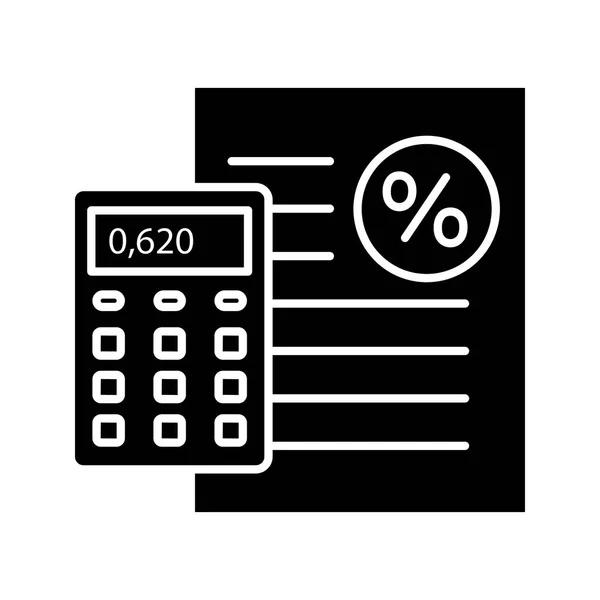 Calcolatrice Percentuale Icona Del Glifo Calcolo Dei Tassi Interesse Simbolo — Vettoriale Stock