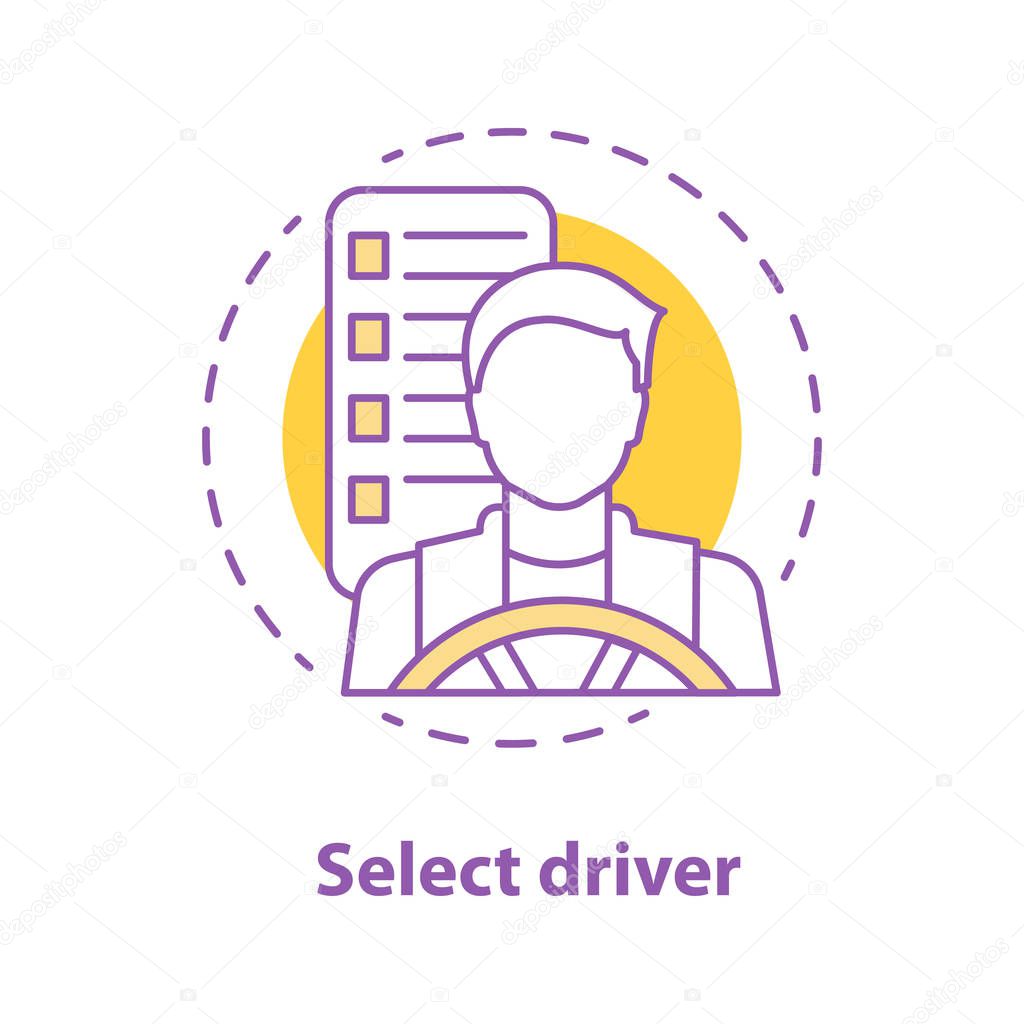 Drivers choosing concept icon. Carpooling idea thin line illustration. Vector isolated outline drawing