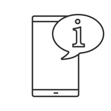 Smartphone ile konuşma balonu doğrusal simgesinin. İnce hat illüstrasyon. Bilgi: sohbet. Kontur sembolü. Çizim vektör izole anahat