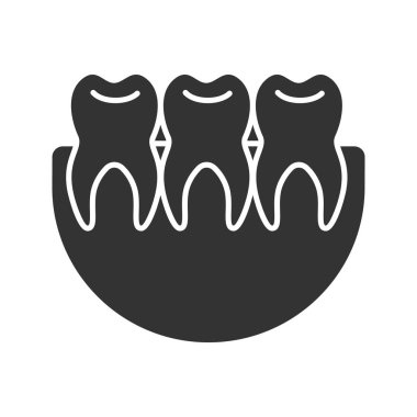 Sağlıklı dişler glif simgesi. Diş. Siluet simge. Negatif alan. İzole vektör çizim