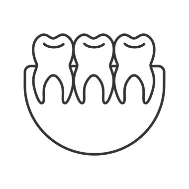 Sağlıklı dişler doğrusal simgesi. Diş. İnce hat illüstrasyon. Kontur sembolü. İzole vektör çizim