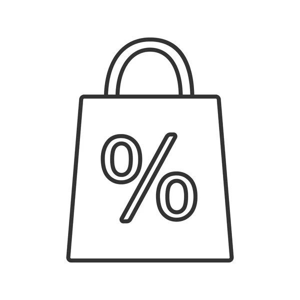 Shopping Bag Con Icona Lineare Cento Illustrazione Linea Sottile Offerta — Vettoriale Stock
