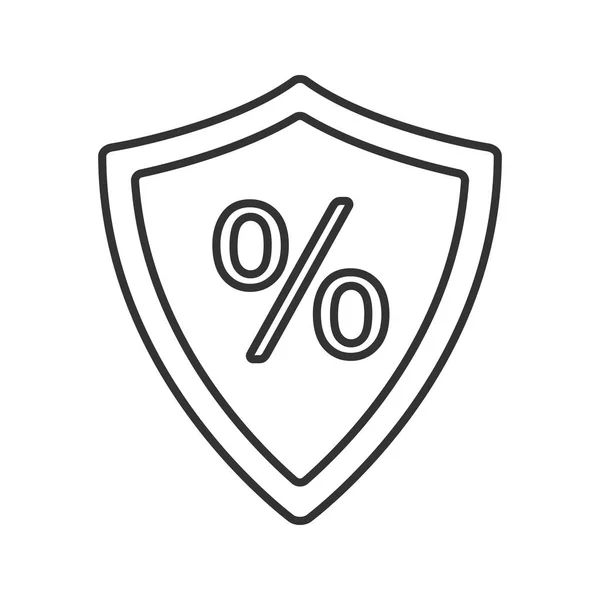 Escudo Con Icono Lineal Por Ciento Seguros Ilustración Línea Delgada — Vector de stock