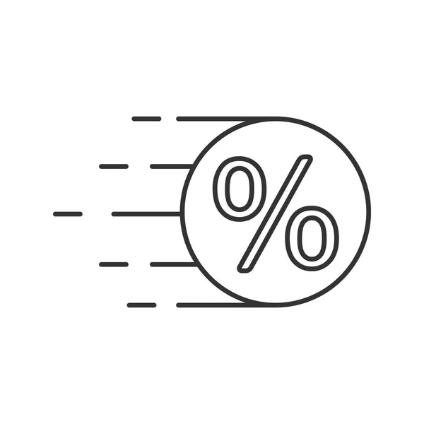 Fliegende Münze Mit Linearem Prozentsymbol Schmalspur Illustration Verkauf Rabattangebot Kontursymbol — Stockvektor