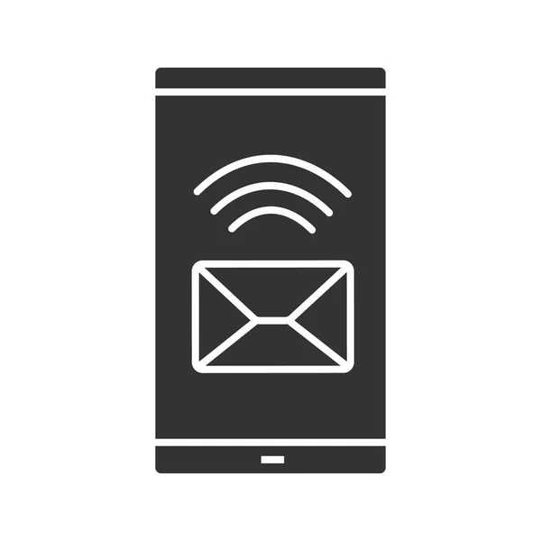 Smartphone Message Entrant Glyphe Icône Sms Affichage Téléphone Portable Avec — Image vectorielle