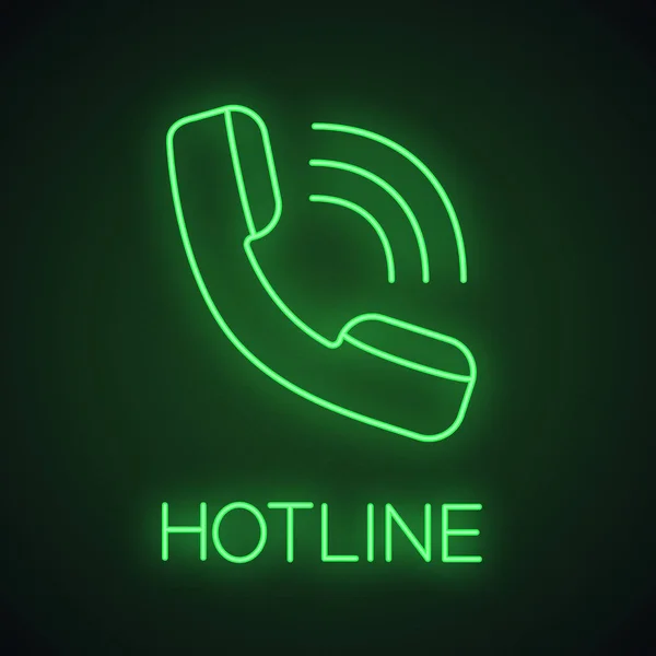 Combiné Néon Icône Lumière Appel Entrant Hotline Soutien Téléphonique Signe — Image vectorielle