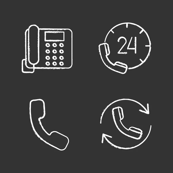 Icônes Craie Communication Téléphonique Réglées Téléphone Fixe Ligne Directe Combiné — Image vectorielle