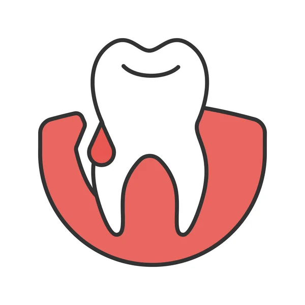 歯茎の出血の色アイコン 歯肉炎 分離ベクトル図 — ストックベクタ