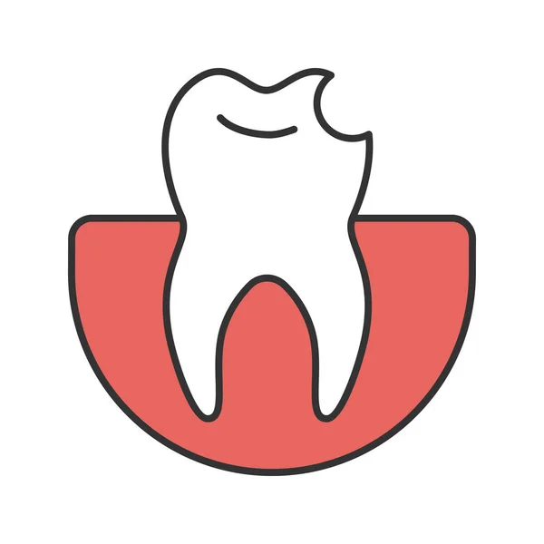 Broken Tooth Color Icon Chipped Tooth Isolated Vector Illustration — Stock Vector