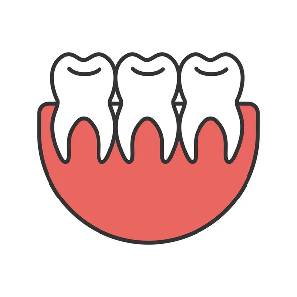 Ícone Cor Dentes Saudáveis Dentição Ilustração Vetorial Isolada —  Vetores de Stock