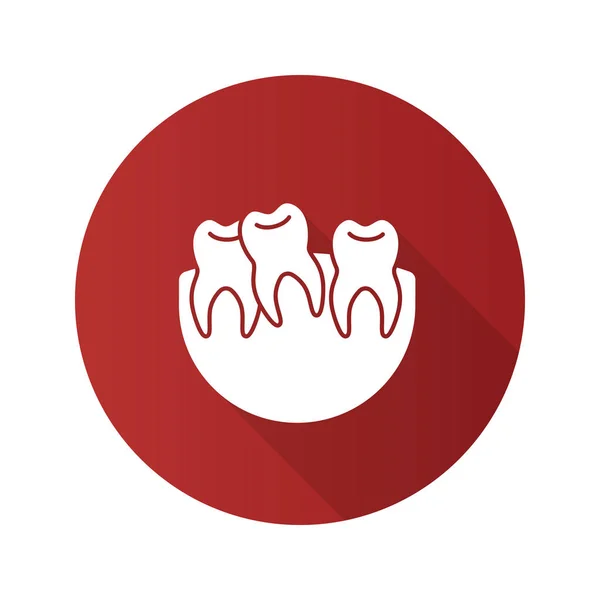 Dentes Tortos Design Plano Ícone Longo Glifo Sombra Maloclusão Problema —  Vetores de Stock