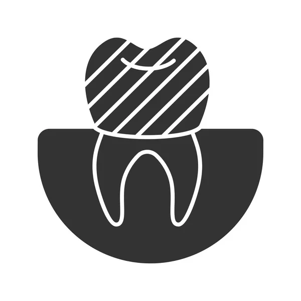 Zubní Korunky Glyf Ikona Rekonstrukce Zubu Silueta Symbol Negativní Prostor — Stockový vektor