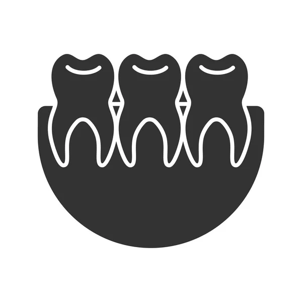 Dientes Sanos Icono Glifo Dentición Símbolo Silueta Espacio Negativo Ilustración — Archivo Imágenes Vectoriales