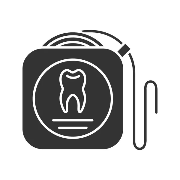 Diş Ipi Glif Simgesi Diş Temizleme Siluet Simge Negatif Alan — Stok Vektör